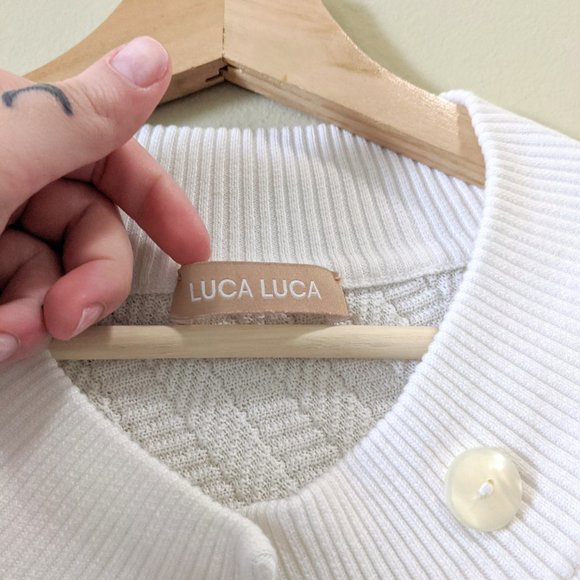 Luca Luca White Button Front Cardigan Sweater - Picture 2 of 8